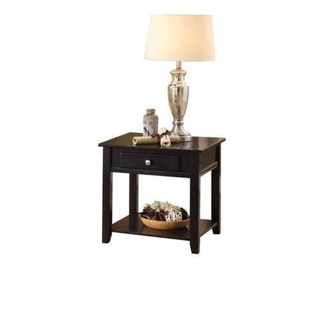 Gfancy Fixtures 22 in. Manufactured Wood Square End Table with Drawer with Shelf Black GF3671852